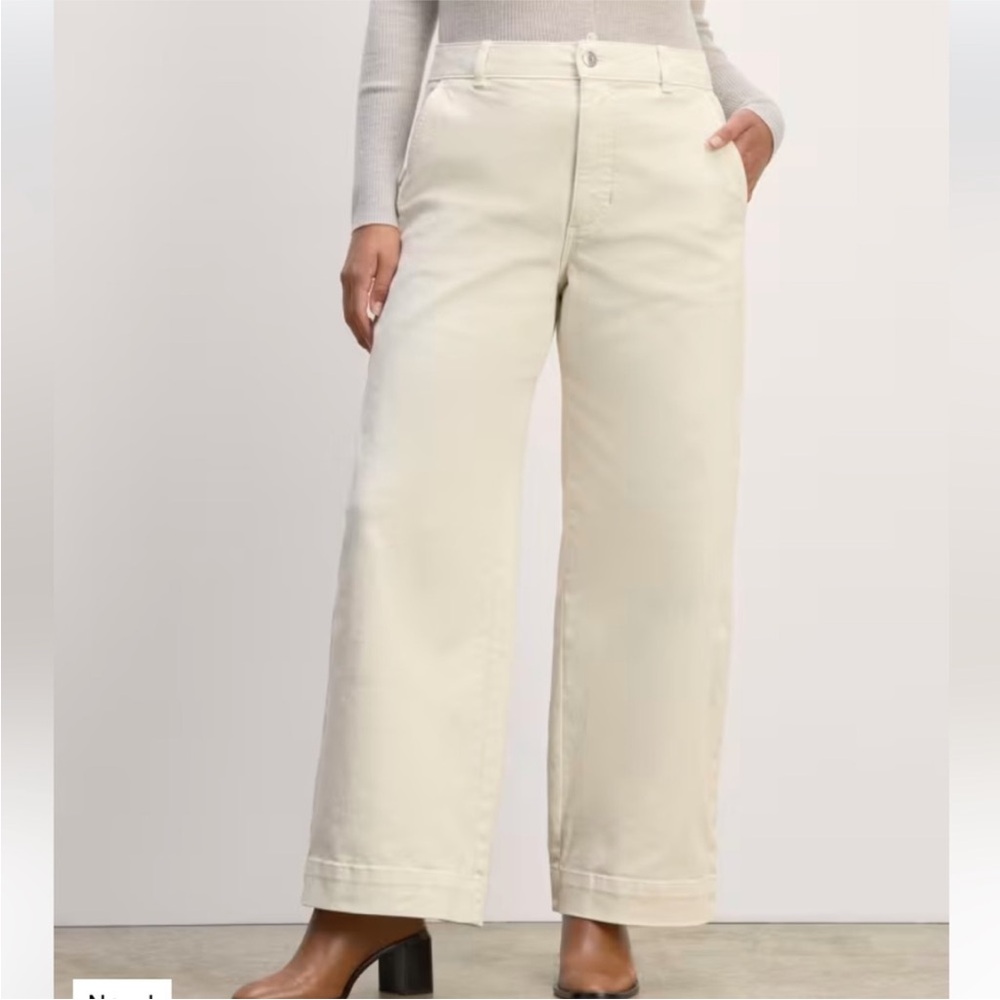 Everlane Women's Off White The Wide Leg Crop Pants Jeans 2